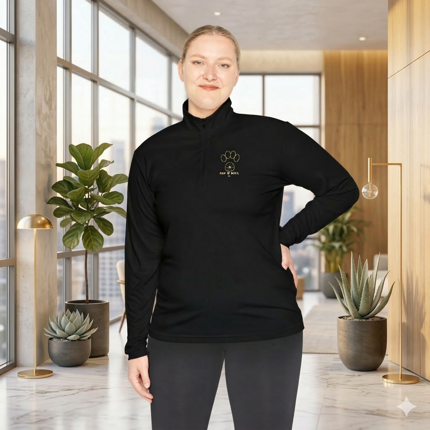 Women's "Paws & Peace" Quarter-Zip Pullover | Premium Dog Mom Aesthetic