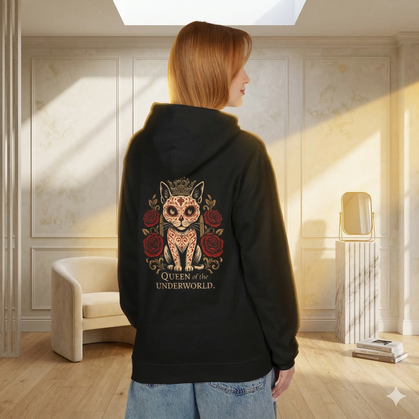 Women's "Queen of the Underworld" Cat Hoodie | Premium Spooky Season Pullover