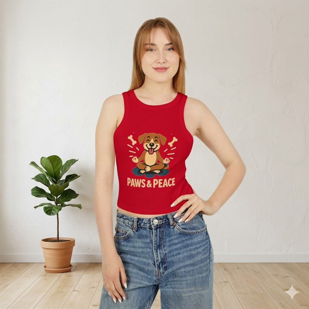 Women's "Paws & Peace" Dog Graphic Tank | Premium Racerback Activewear