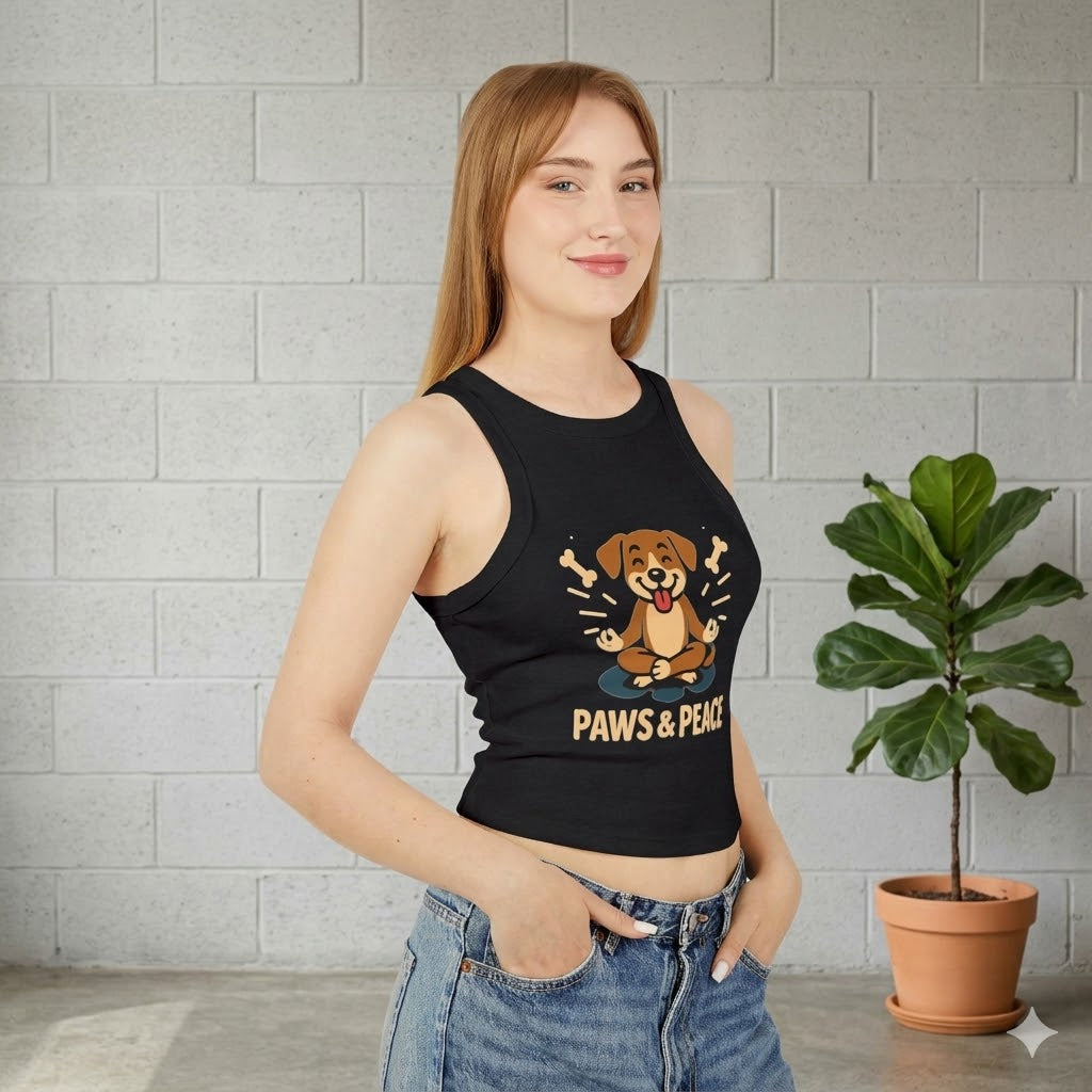 Women's "Paws & Peace" Dog Graphic Tank | Premium Racerback Activewear