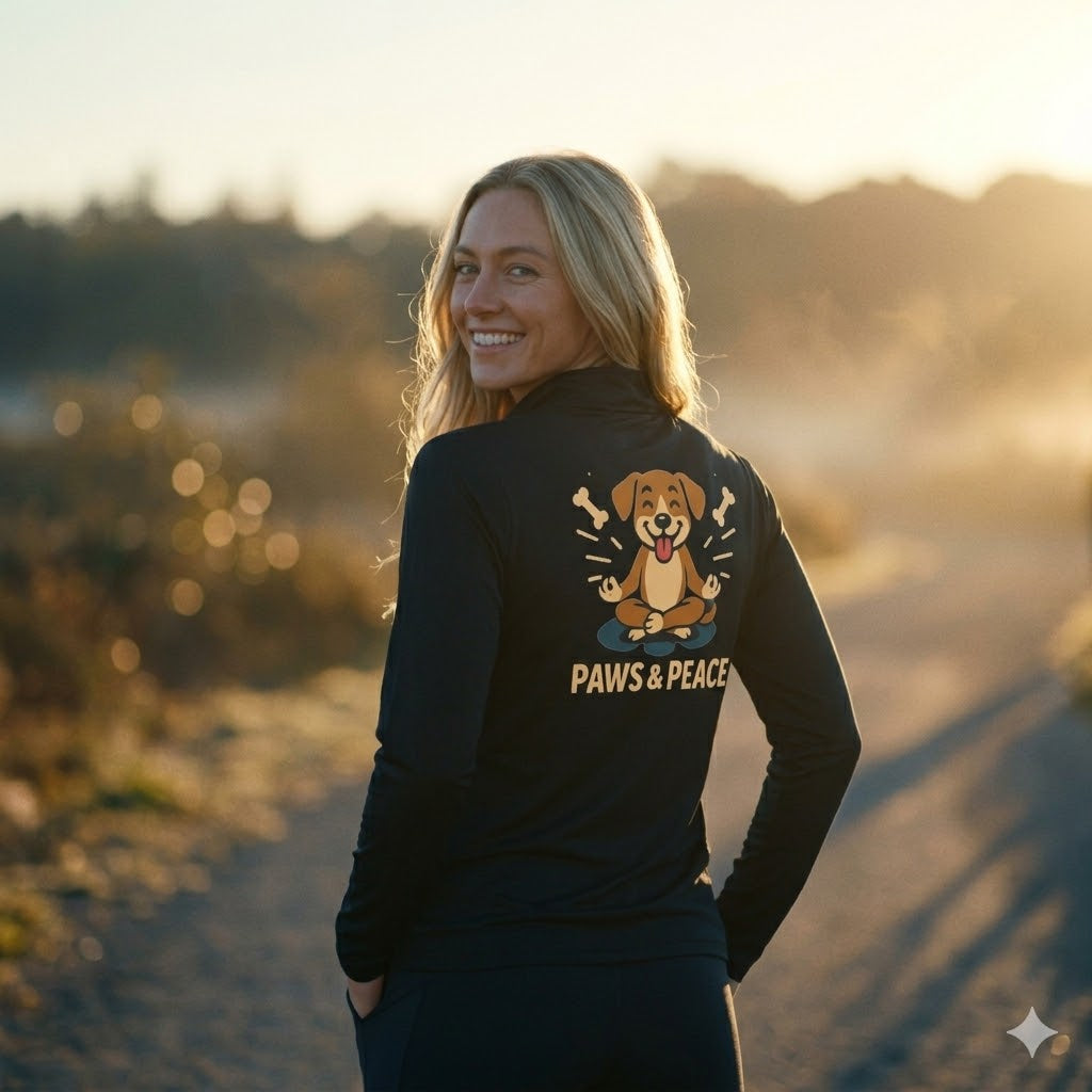 Women's "Paws & Peace" Quarter-Zip Pullover | Premium Dog Mom Aesthetic