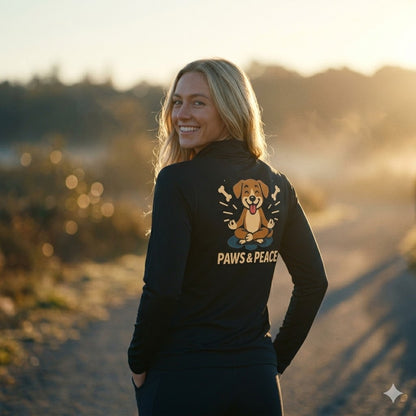 Women's "Paws & Peace" Quarter-Zip Pullover | Premium Dog Mom Aesthetic