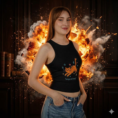 Women's "Cat Energy" Racerback Crop Top | Premium Athleisure Tank