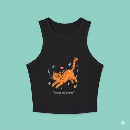 Women's "Cat Energy" Racerback Crop Top | Premium Athleisure Tank