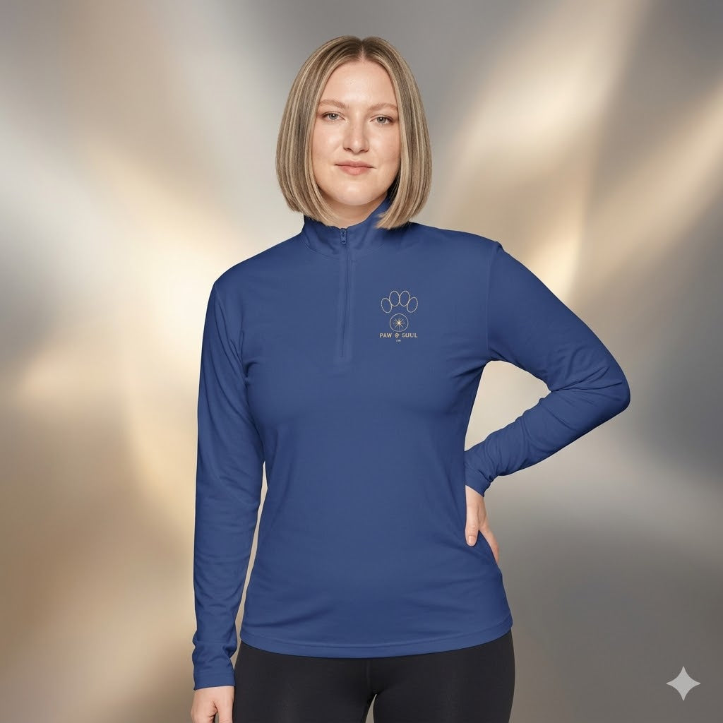 Women's "Paws & Peace" Quarter-Zip Pullover | Premium Dog Mom Aesthetic