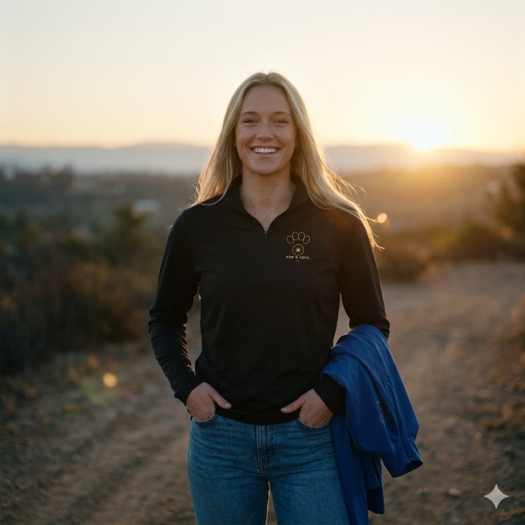 Women's "Paws & Peace" Quarter-Zip Pullover | Premium Dog Mom Aesthetic