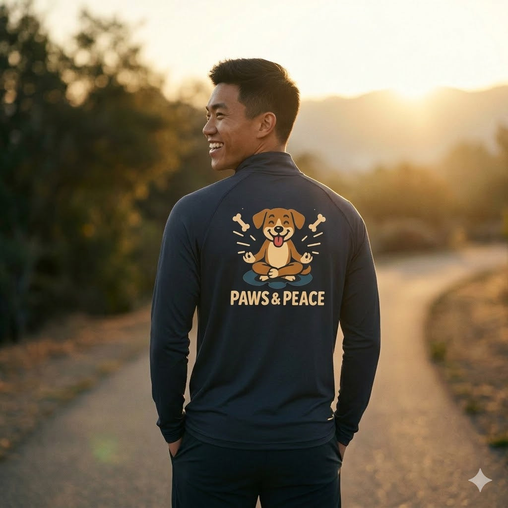 Paws & Peace Dog Graphic Quarter-Zip Men's Pullover