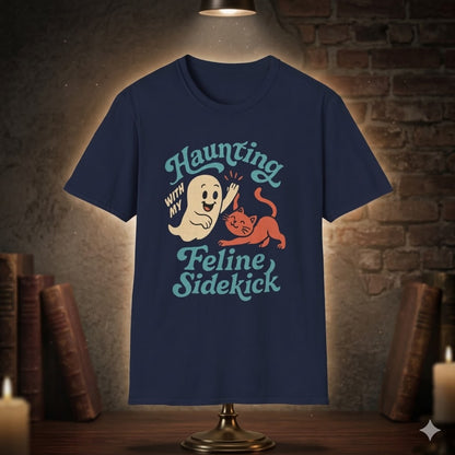 Men's "Feline Sidekick" Autumn Cat T-Shirt | Premium Spooky Season Streetwear