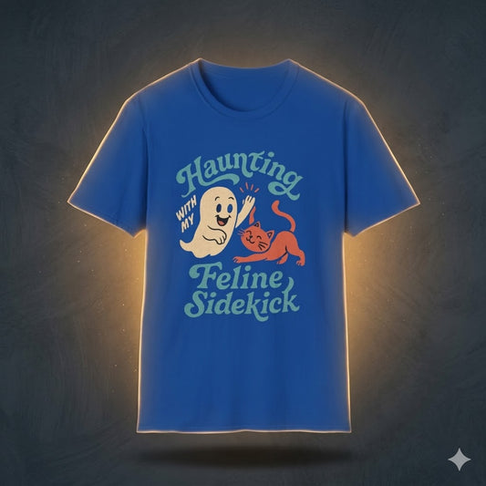 Men's "Feline Sidekick" Autumn Cat T-Shirt | Premium Spooky Season Streetwear