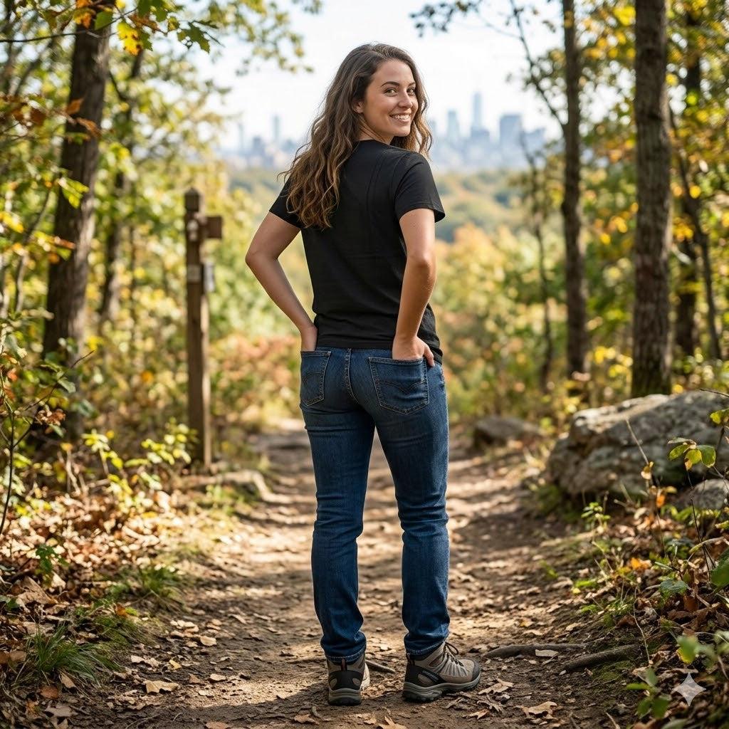 Women's "Feline Sidekick" Hiking T-Shirt | Premium Cat Mom Adventure Tee
