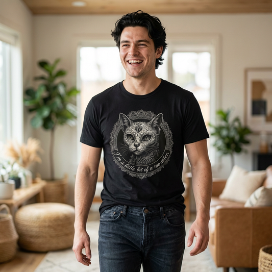 Men's "Little Bit of a Monster" Cat T-Shirt | Premium Gothic Streetwear