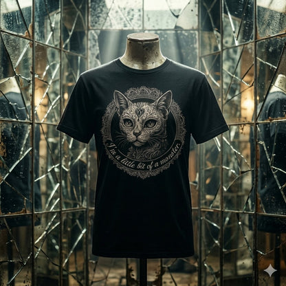 Women's "Little Bit of a Monster" Cat T-Shirt | Premium Gothic Portrait Tee