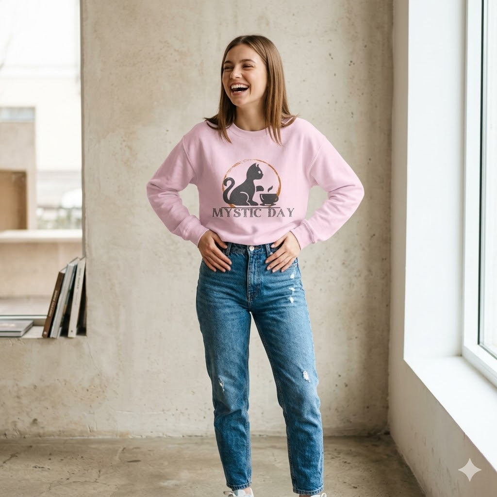 Women's Mystic Day Cat Sweatshirt | Premium "Soulmate" Cat Mom Crewneck