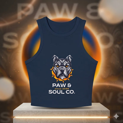 Women's Bulldog "Paw & Soul Co." Cropped Muscle Tank | Premium Dog Mom Activewear