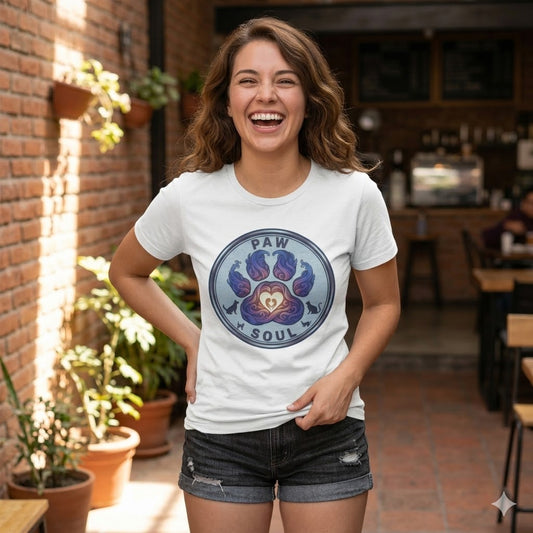 Women's "Paw & Soul" Heart Paw T-Shirt | Premium Pet Mom Aesthetic Tee