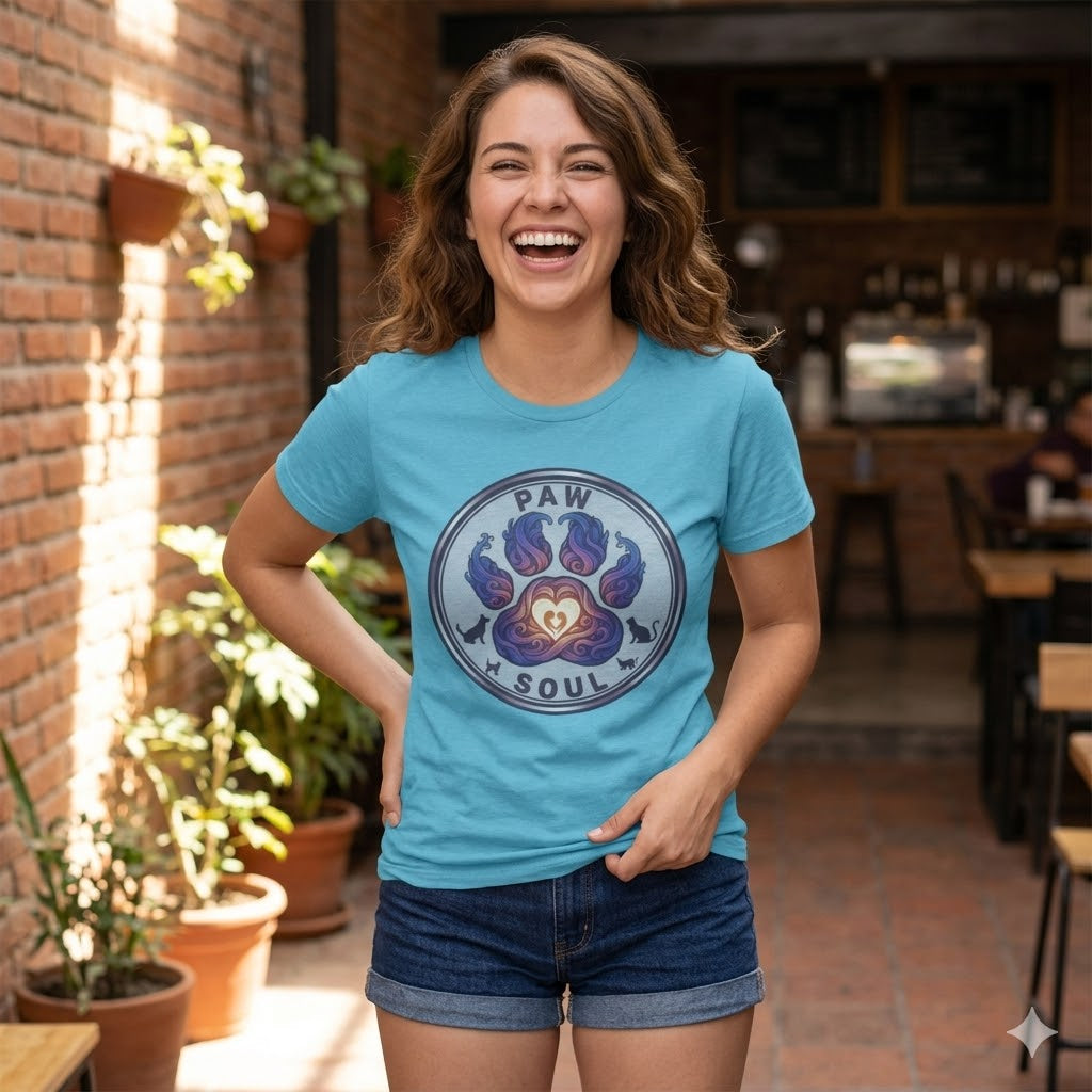 Women's "Paw & Soul" Heart Paw T-Shirt | Premium Pet Mom Aesthetic Tee